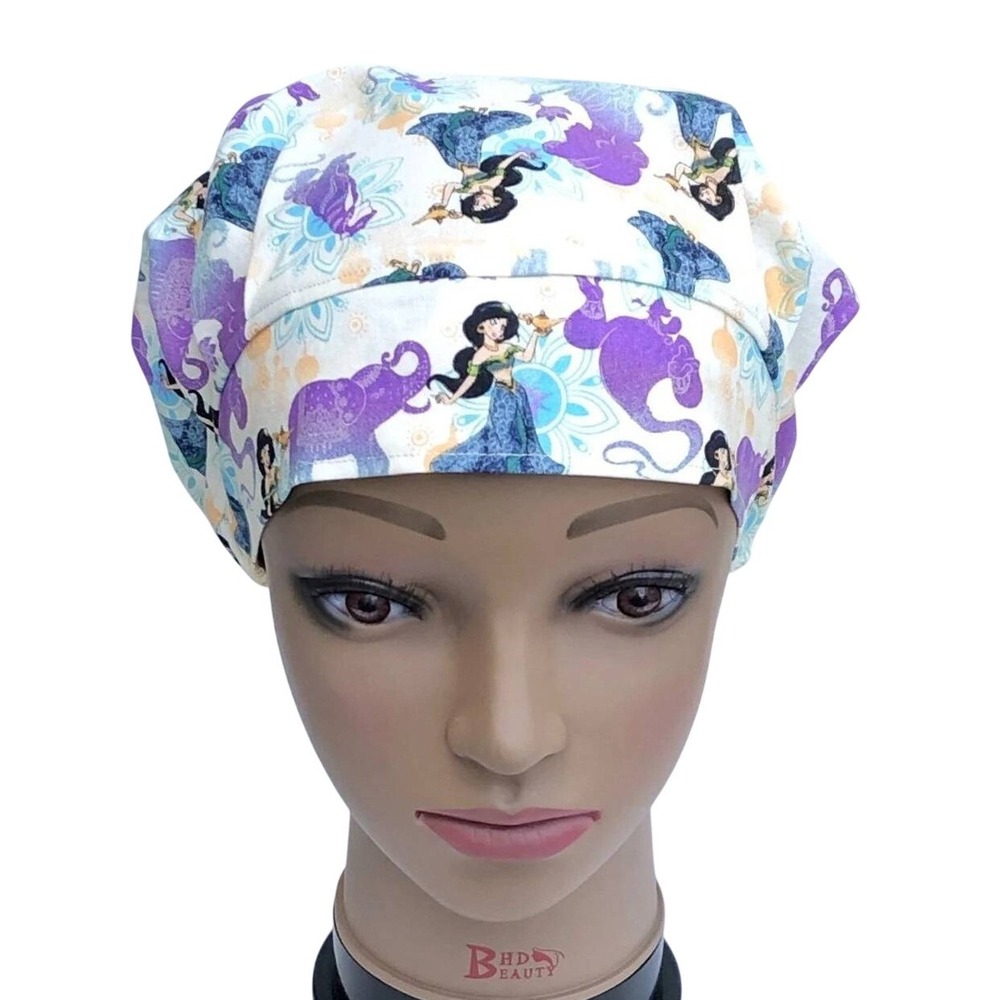 Disney Jasmine Aladdin Scrub Hat Bouffant Cap Character Print‎ Medical Headwear